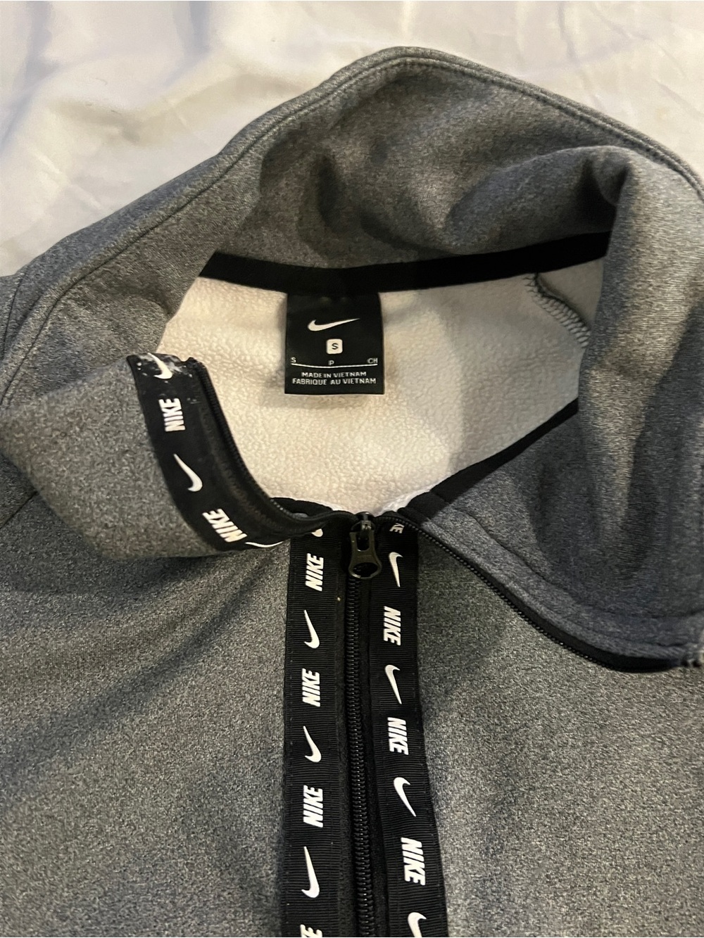 Nike Gray Hooded Full-Zip Jacket with Branded Black Tape